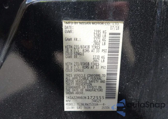 5N1AZ2MH6JN172555: 42180105