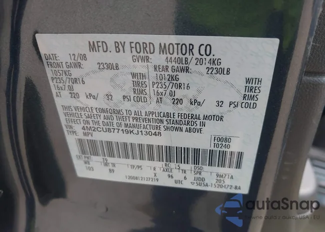 4M2CU87719KJ13048: 42181702