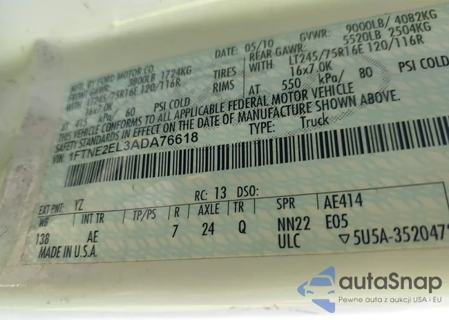 1FTNE2EL3ADA76618: 42181759