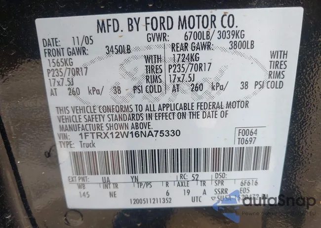 1FTRX12W16NA75330: 42181785