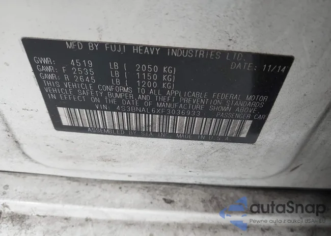 4S3BNAL6XF3036933: 42181789