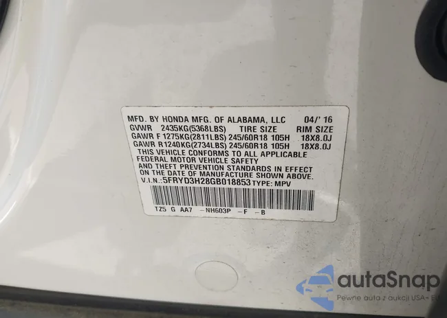 5FRYD3H28GB018853: 42181806