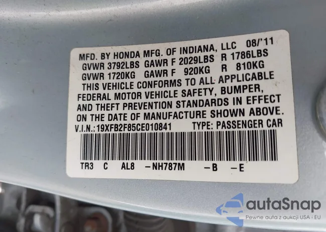 19XFB2F85CE010841: 42181999