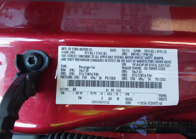 1FADP3F23GL220125: 42181159