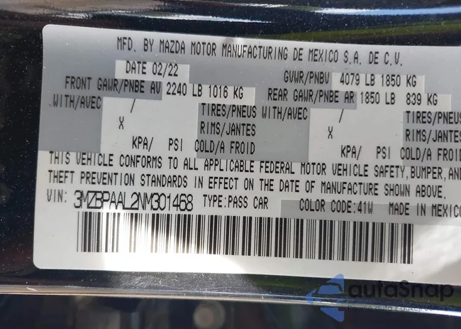 3MZBPAAL2NM301468: 42181416