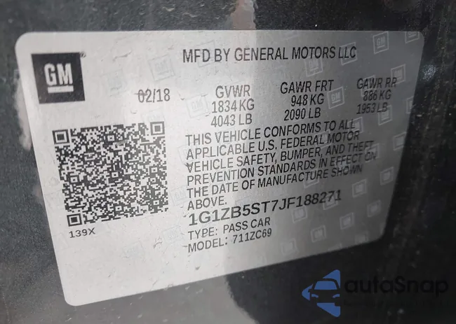 1G1ZB5ST7JF188271: 42181421