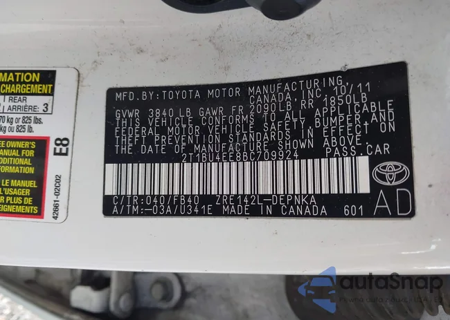 2T1BU4EE8BC709924: 42182693