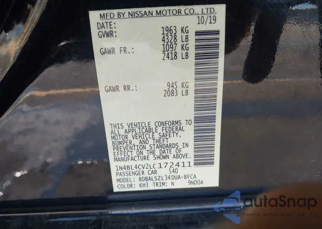 1N4BL4CV2LC172411: 42182069