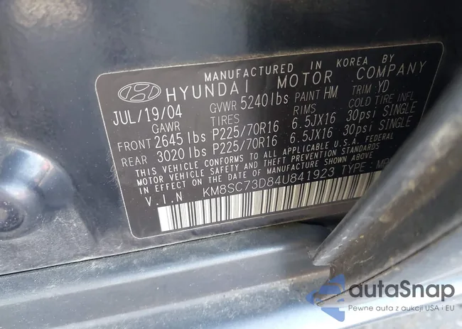 KM8SC73D84U841923: 42182384