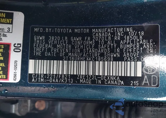 2T1BURHEXKC185698: 42183654