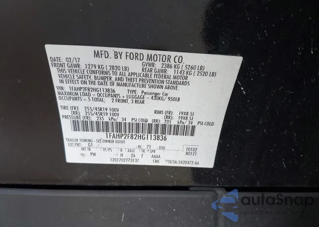 1FAHP2F82HG113836: 42183685