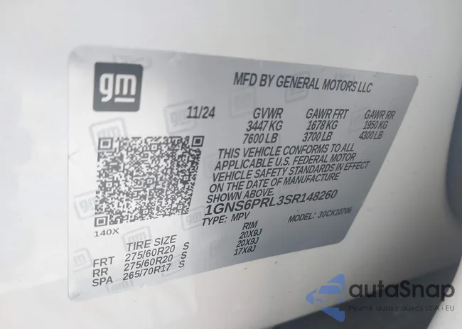 1GNS6PRL3SR148260: 42183743