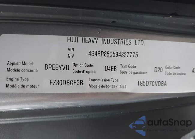 4S4BP85C594327775: 42183442