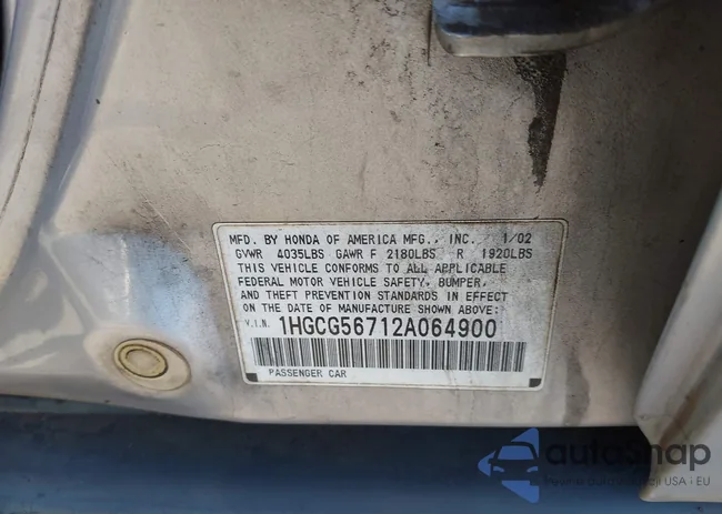 1HGCG56712A064900: 42184540