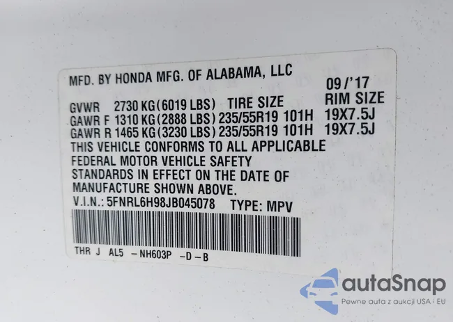 5FNRL6H98JB045078: 42184758