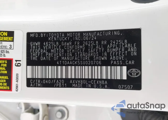 4T1DAACK5SU020706: 42184799