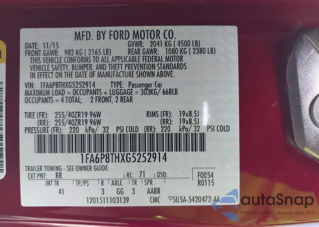 1FA6P8THXG5252914: 42184803