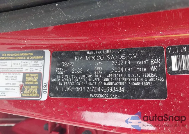 3KPF24AD4RE698484: 42184846