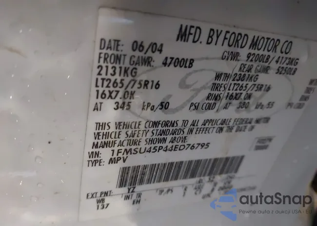 1FMSU45P44ED76795: 42184868