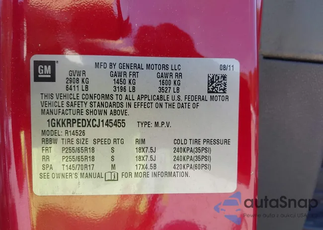 1GKKRPEDXCJ145455: 42184121