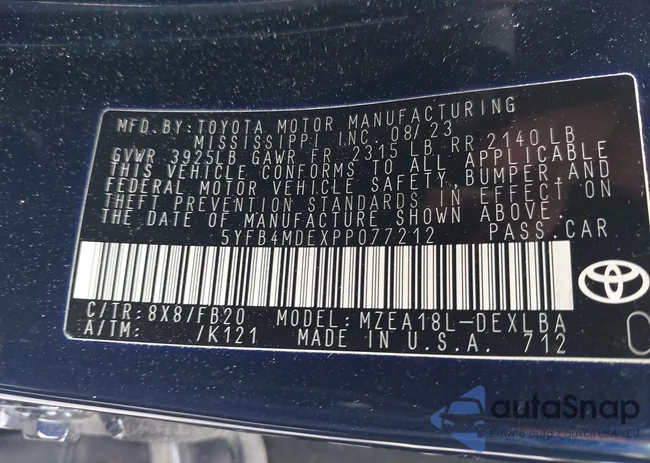 5YFB4MDEXPP077212: 42184265