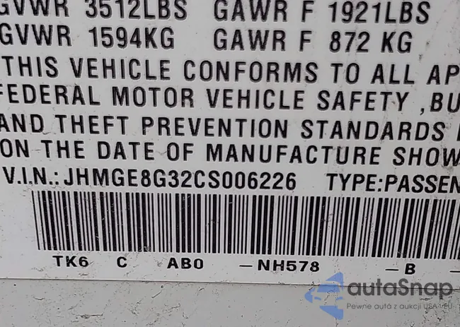 JHMGE8G32CS006226: 42185518