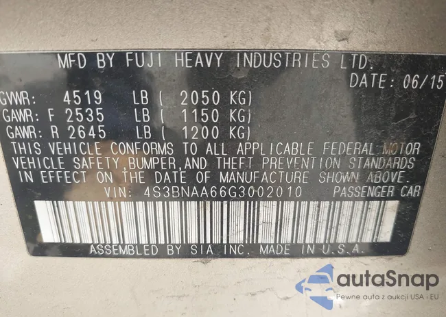 4S3BNAA66G3002010: 42185545