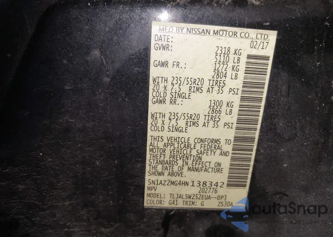 5N1AZ2MG4HN138342: 42185663