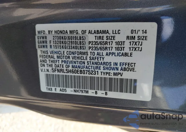 5FNRL5H60EB075231: 42185848
