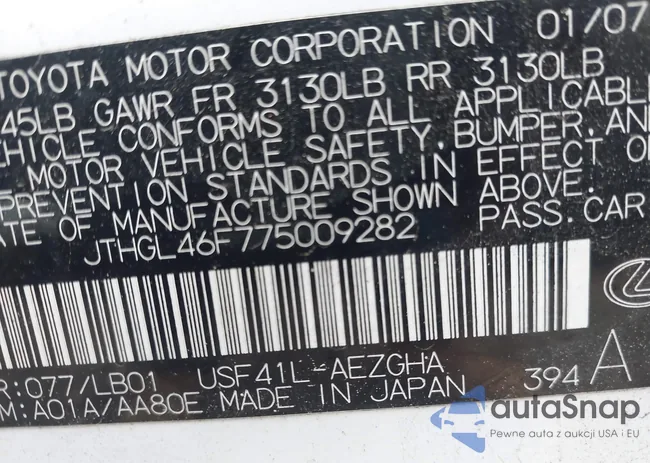 JTHGL46F775009282: 42185942