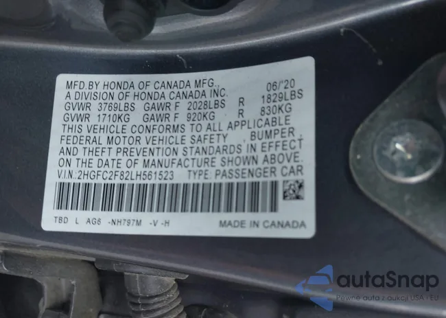 2HGFC2F82LH561523: 42186034