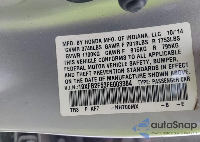 19XFB2F53FE003364: 42185226