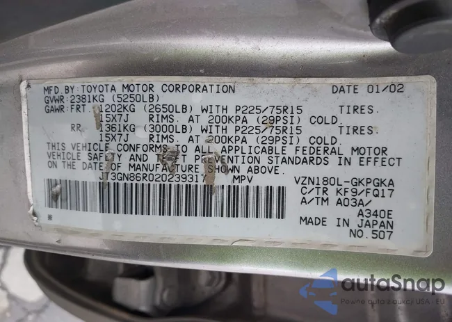 JT3GN86R020239317: 42185340