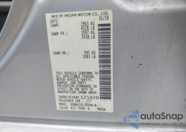 1N4BL4CVXKC125920: 42186653