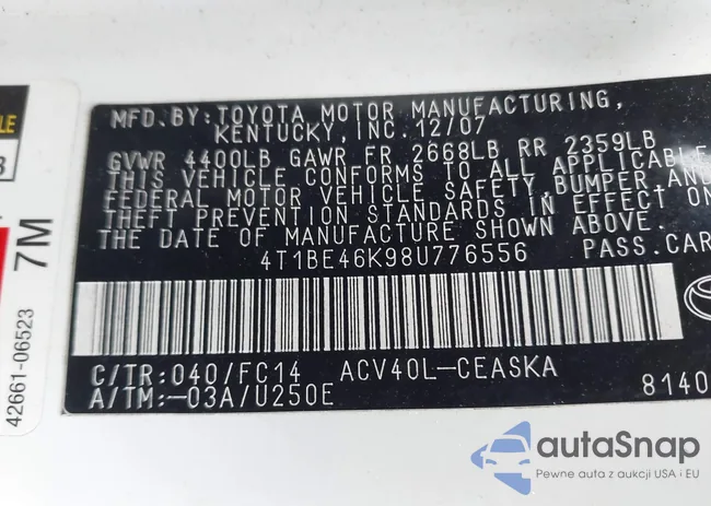 4T1BE46K98U776556: 42186127