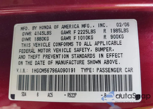 1HGCM56796A090191: 42187441