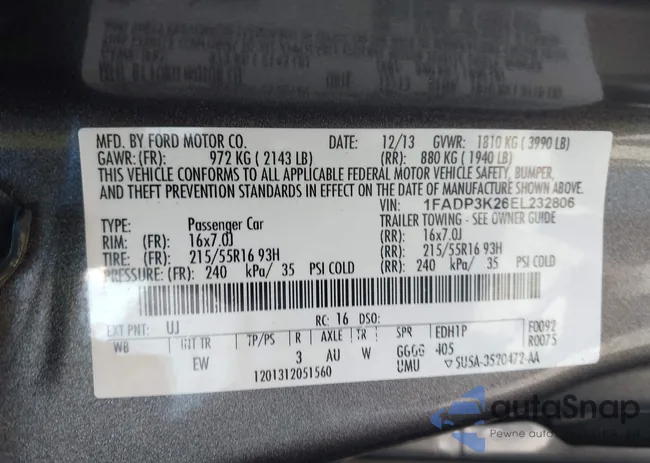 1FADP3K26EL232806: 42187457