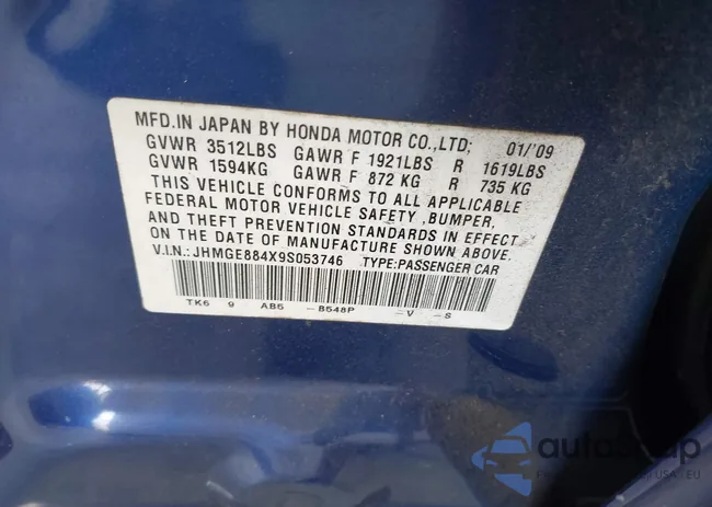 JHMGE884X9S053746: 42187652