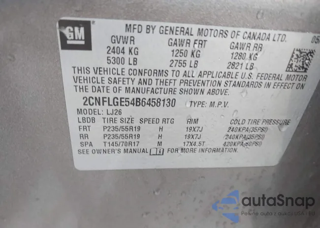 2CNFLGE54B6458130: 42187657