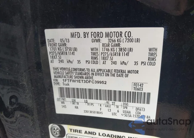 1FTFW1ET3DFC39952: 42187120