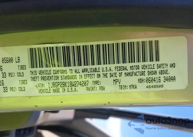 1J8GP28K18W274207: 42187140