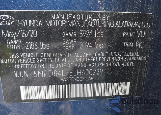 5NPD84LF5LH600229: 42187232