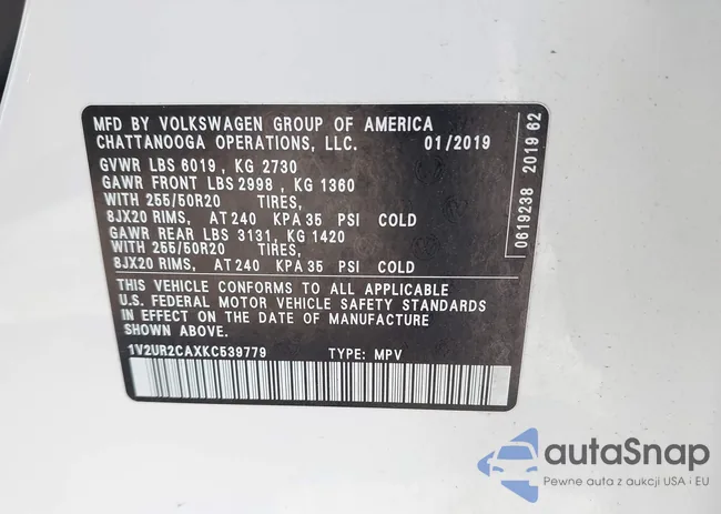 1V2UR2CAXKC539779: 42188614