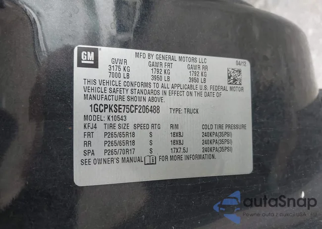 1GCPKSE75CF206488: 42188833