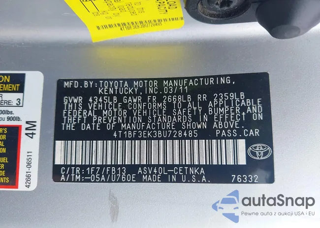 4T1BF3EK3BU728485: 42188926