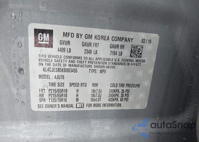 KL4CJESB5KB883455: 42189011