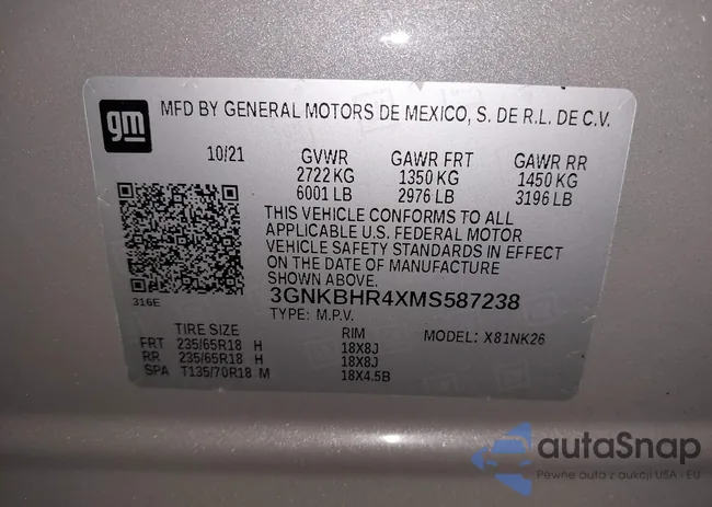 3GNKBHR4XMS587238: 42189012