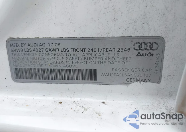 WAUFFAFL5AN030127: 42188144