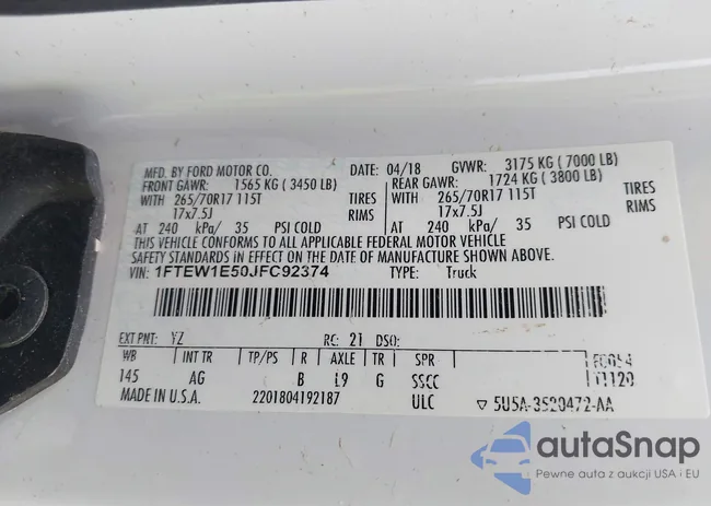 1FTEW1E50JFC92374: 42188162