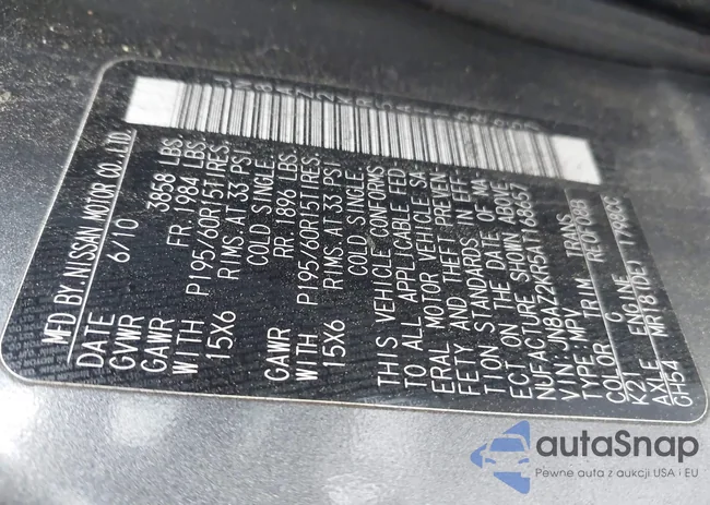 JN8AZ2KR5AT168657: 42188205